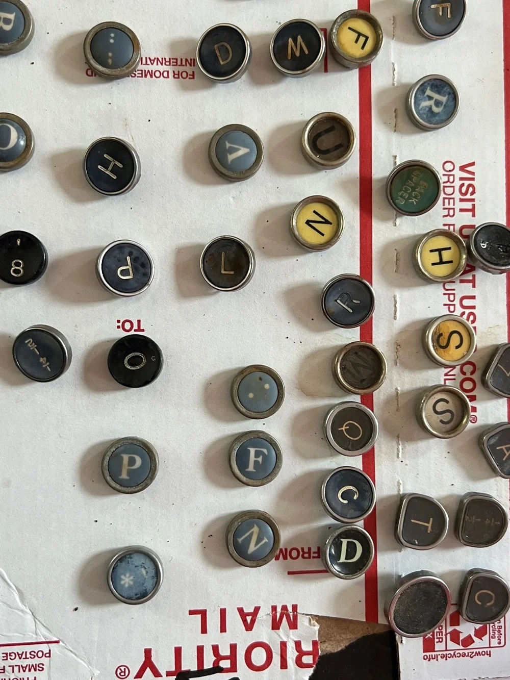 Vintage TYPEWRITER KEYS mixed lot of 46